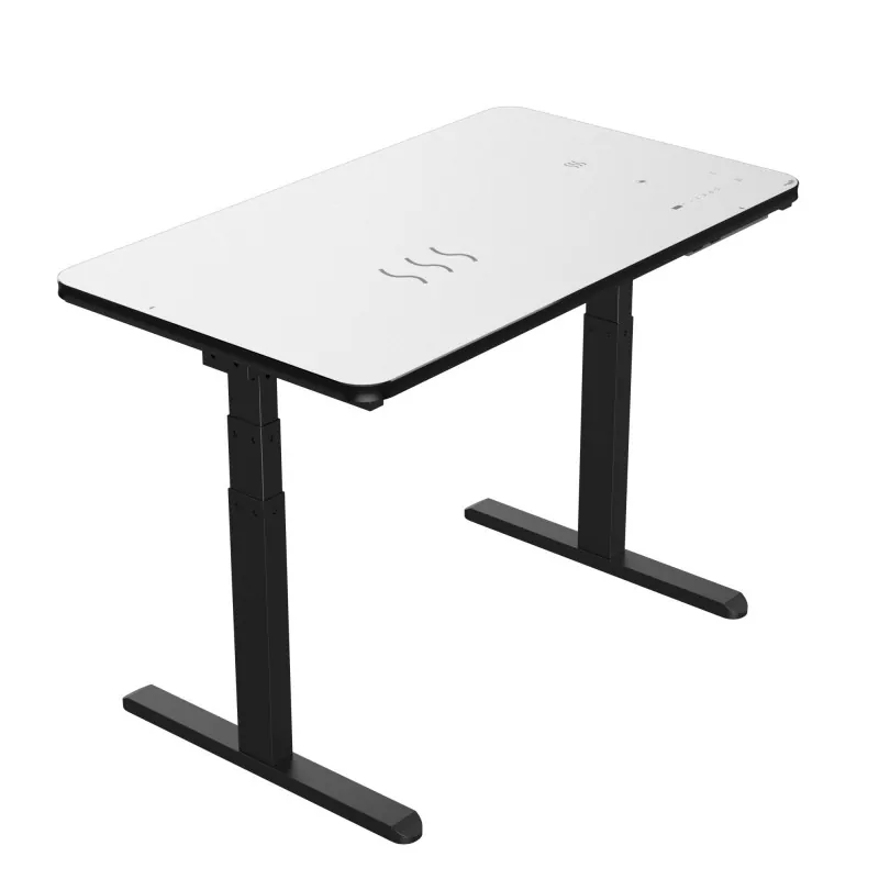 Juodo stiklo lentos dvigubo variklio elektrinio kėlimo stalas Juodo stiklo lentos dvigubo variklio elektrinio kėlimo stalas